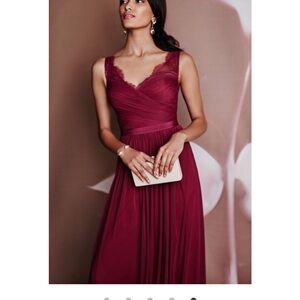BHLDN Burgundy Lace Wedding Dress